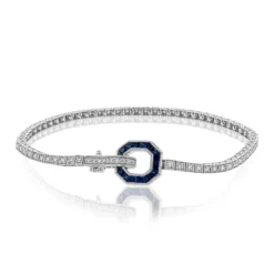 Simon G. Buckle Bracelet in 18k Gold with Diamonds & Sapphires Clearance