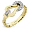 Simon G. Buckle Fashion Ring In 18k Gold With Diamonds New