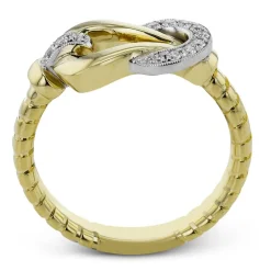 Simon G. Buckle Fashion Ring In 18k Gold With Diamonds New