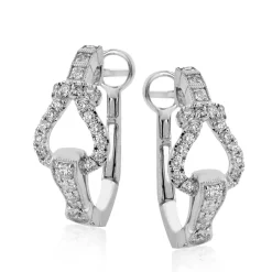 Simon G. Buckle Hoop Earrings in 18k Gold with Diamonds Discount