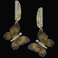 Simon G. Butterfly Earrings in 18k Gold with Diamonds New
