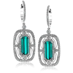 Simon G. Color Earrings in 18k Gold with Diamonds and Green Tourmaline New
