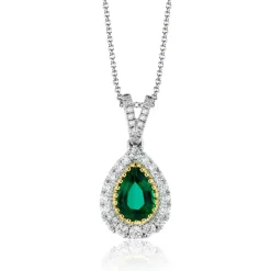 Simon G. Emerald Pendant in 18k Gold with Diamonds Sale