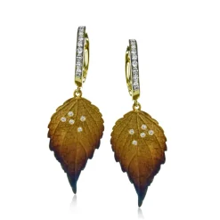 Simon G. Fallen Leaves Earrings in 18k Gold with Diamonds Fashion