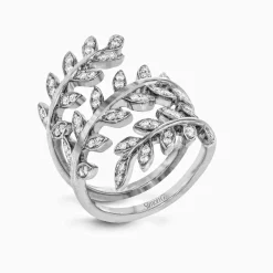Simon G. Fallen Leaves Fashion Ring in 18k Gold With Diamonds New