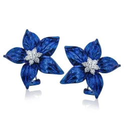 Simon G. Flower Earrings in 18k Gold with Diamonds Clearance