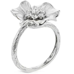 Simon G. Flower Fashion Ring In 18k Gold With Diamonds New