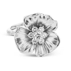 Simon G. Flower Fashion Ring In 18k Gold With Diamonds New