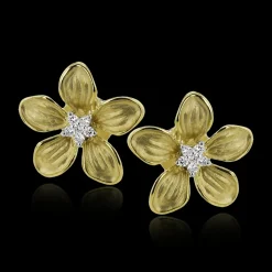 Simon G. Flower Stud Earrings in 18k Gold with Diamonds Online