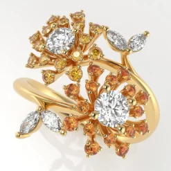 Simon G. Garden Fashion Ring in 18k Gold with Diamonds & Sapphires Outlet