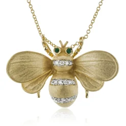 Simon G. Gemstone Bee Pendant Necklace in 18k Gold with Diamonds Clearance