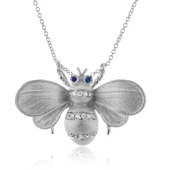 Simon G. Gemstone Bee Pendant Necklace in 18k Gold with Diamonds Clearance