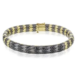 Simon G. Men's Titanium Bracelet In 14k Gold With Black Diamonds New
