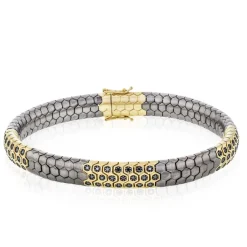 Simon G. Men's Titanium Bracelet In 14k Gold With Black Diamonds Fashion