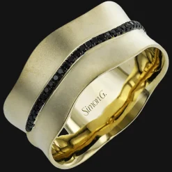 Simon G. Men's Wedding Band in 14k Gold with Black Diamonds Sale
