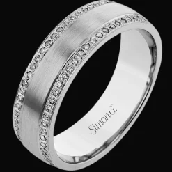 Simon G. Men's Wedding Band in 14k or 18k Gold with Diamonds New