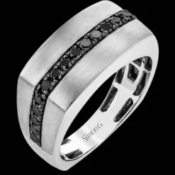 Simon G. Men's Wedding Band In 14k Or 18k Gold With Black Diamonds Best