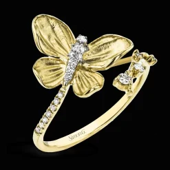 Simon G. Monarch Butterfly Ring In 18k Gold With Diamonds Fashion
