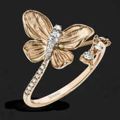 Simon G. Monarch Butterfly Ring In 18k Gold With Diamonds Fashion