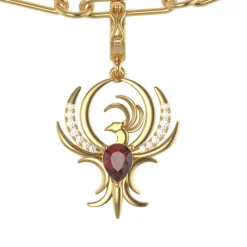Simon G. Phoenix Ruby Charm in 18k Gold with Diamonds New