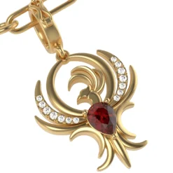Simon G. Phoenix Ruby Charm in 18k Gold with Diamonds New