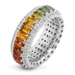 Simon G. Rainbow Sapphire Color Ring in 18k Gold with Diamonds Discount