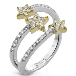 Simon G. Star Fashion Ring In 18k Gold With Diamonds New
