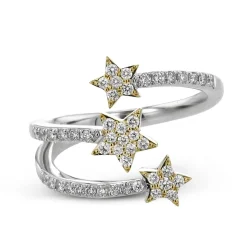 Simon G. Star Fashion Ring In 18k Gold With Diamonds New