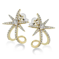 Simon G. Starburst Earrings in 18k Gold with Diamonds Fashion