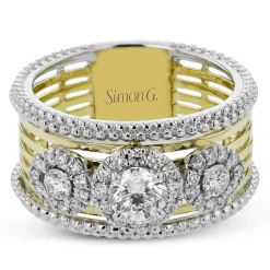 Simon G. Three-Stone Halo Fashion Ring In 18k Gold With Diamonds Sale