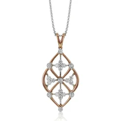 Simon G. Trellis Pendant Necklace in 18k Gold with Diamonds New